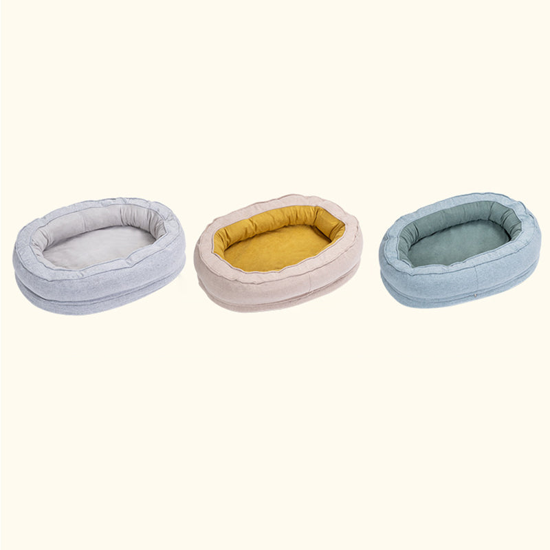 Modern Minimalist Oval Cylindrical Velvet Cotton-Linen Anti-Slip Dotted Fabric Cat Bed & Dog Bed For Bedroom Cuvalon