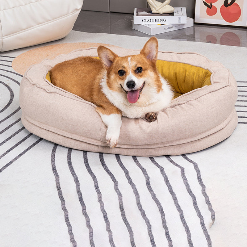 Modern Minimalist Oval Cylindrical Velvet Cotton-Linen Anti-Slip Dotted Fabric Cat Bed & Dog Bed For Bedroom Cuvalon