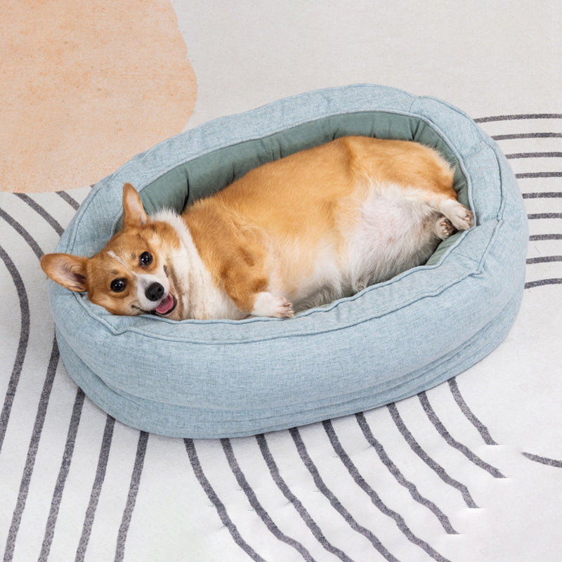 Modern Minimalist Oval Cylindrical Velvet Cotton-Linen Anti-Slip Dotted Fabric Cat Bed & Dog Bed For Bedroom Cuvalon