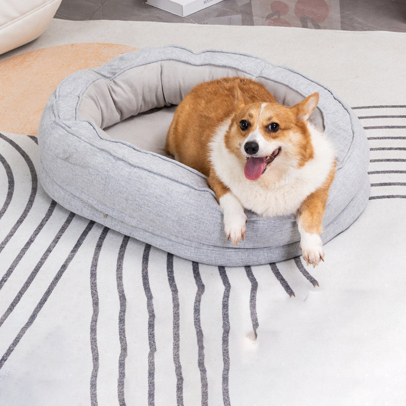 Modern Minimalist Oval Cylindrical Velvet Cotton-Linen Anti-Slip Dotted Fabric Cat Bed & Dog Bed For Bedroom Cuvalon