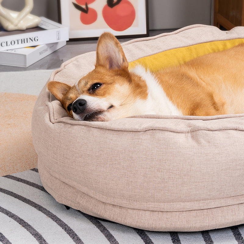 Modern Minimalist Oval Cylindrical Velvet Cotton-Linen Anti-Slip Dotted Fabric Cat Bed & Dog Bed For Bedroom Cuvalon