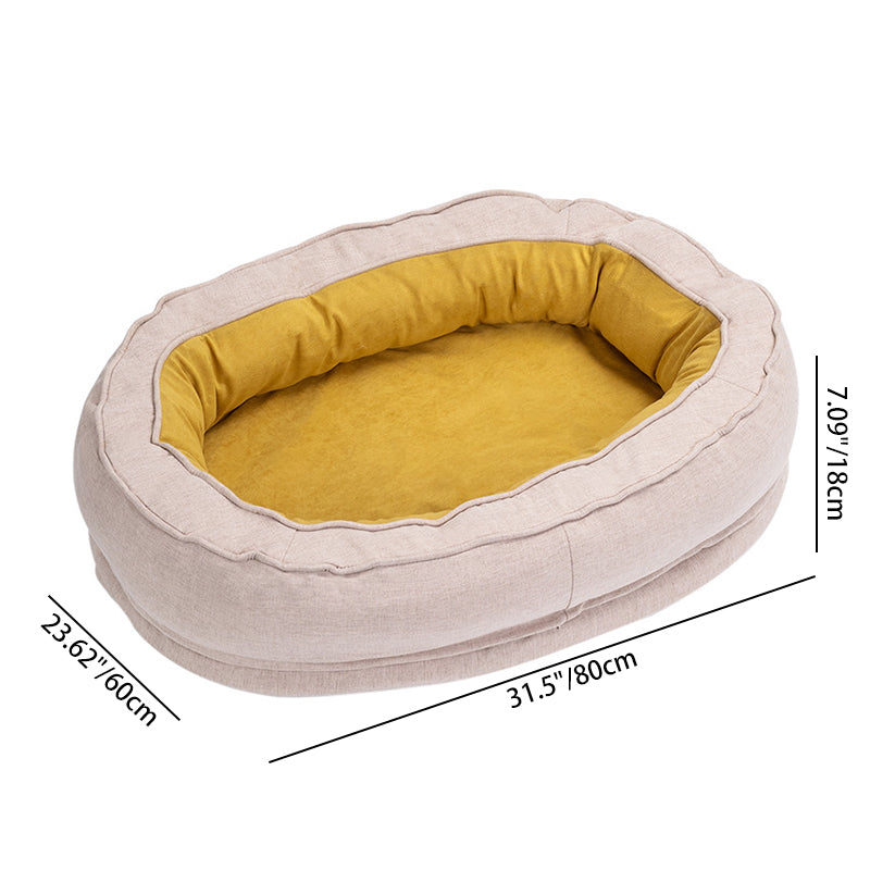 Modern Minimalist Oval Cylindrical Velvet Cotton-Linen Anti-Slip Dotted Fabric Cat Bed & Dog Bed For Bedroom Cuvalon