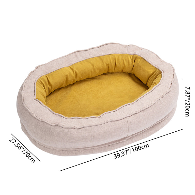 Modern Minimalist Oval Cylindrical Velvet Cotton-Linen Anti-Slip Dotted Fabric Cat Bed & Dog Bed For Bedroom Cuvalon