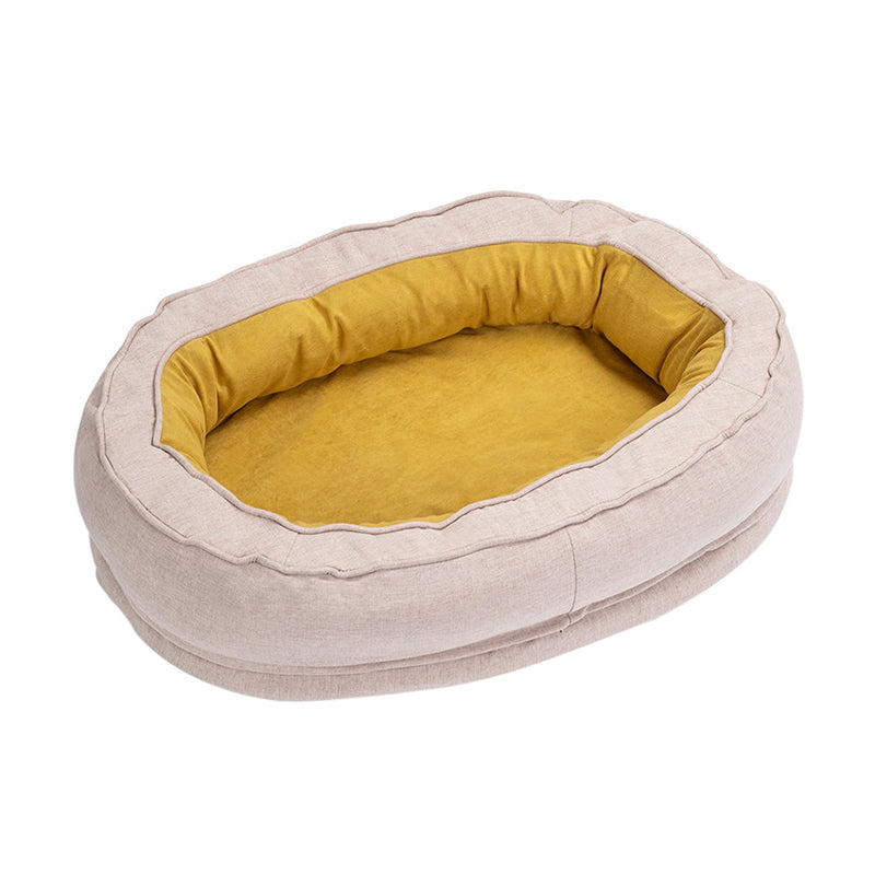 Modern Minimalist Oval Cylindrical Velvet Cotton-Linen Anti-Slip Dotted Fabric Cat Bed & Dog Bed For Bedroom Cuvalon