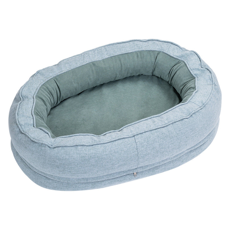 Modern Minimalist Oval Cylindrical Velvet Cotton-Linen Anti-Slip Dotted Fabric Cat Bed & Dog Bed For Bedroom Cuvalon