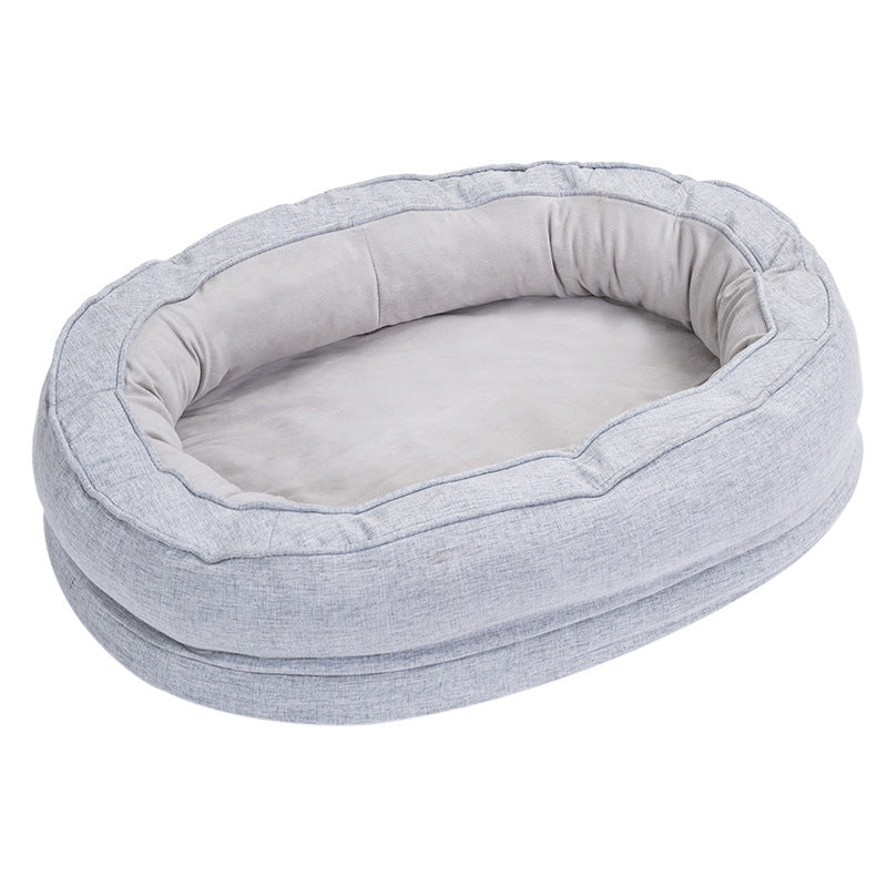 Modern Minimalist Oval Cylindrical Velvet Cotton-Linen Anti-Slip Dotted Fabric Cat Bed & Dog Bed For Bedroom Cuvalon
