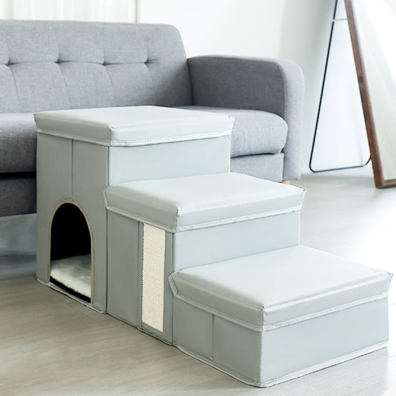 Modern Minimalist Rectangular Stair Steps Tech Fabric Medium Density Fiberboard Oxford Fabric Cat Bed Dog Bed 2-Storage For Bedroom Cuvalon