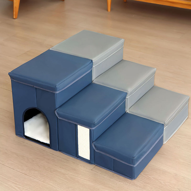 Modern Minimalist Rectangular Stair Steps Tech Fabric Medium Density Fiberboard Oxford Fabric Cat Bed Dog Bed 2-Storage For Bedroom Cuvalon