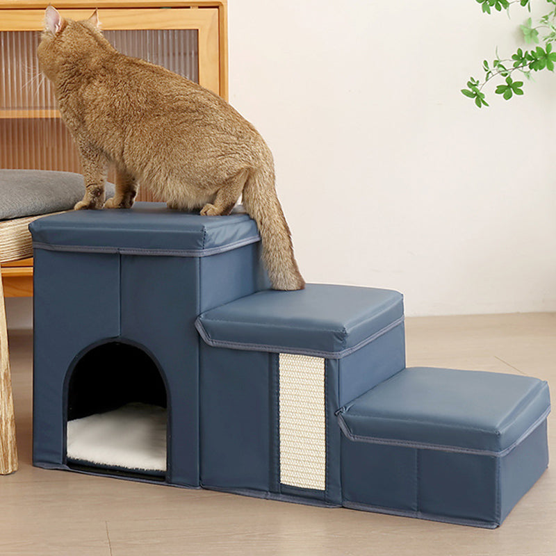 Modern Minimalist Rectangular Stair Steps Tech Fabric Medium Density Fiberboard Oxford Fabric Cat Bed Dog Bed 2-Storage For Bedroom Cuvalon