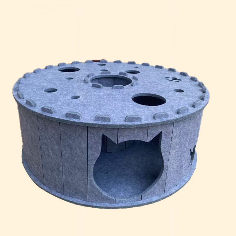 Contemporary Creative Cylindrical Donut-Shaped Porous Design Felt Tunnel Cat Bed For Bedroom Cuvalon