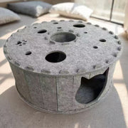 Contemporary Creative Cylindrical Donut-Shaped Porous Design Felt Tunnel Cat Bed For Bedroom Cuvalon