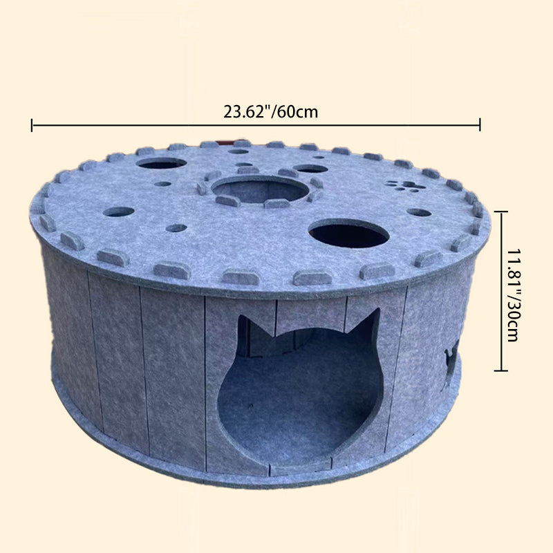 Contemporary Creative Cylindrical Donut-Shaped Porous Design Felt Tunnel Cat Bed For Bedroom Cuvalon