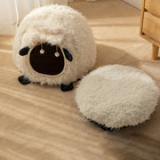 Contemporary Creative Round Lamb Design Plush Anti-Slip Dotted Fabric Cat Bed With Toy Ball For Bedroom Cuvalon