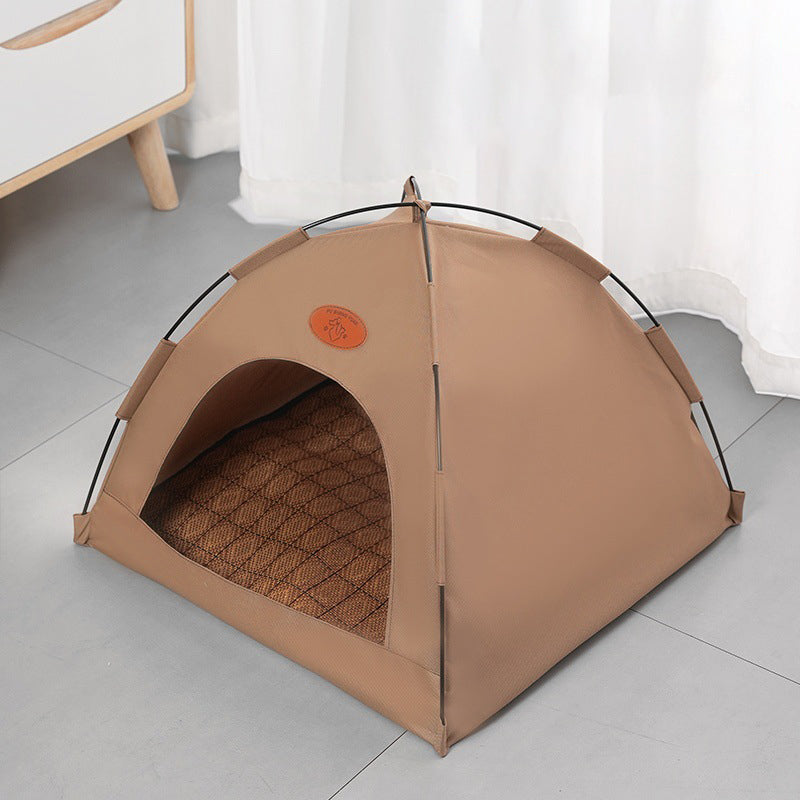 Modern Minimalist Curved Hemispherical Oxford Fabric Bamboo Mat Memory Steel Mesh Fabric Anti-Slip Dotted Fabric Camping Cat Bed For Bedroom Cuvalon