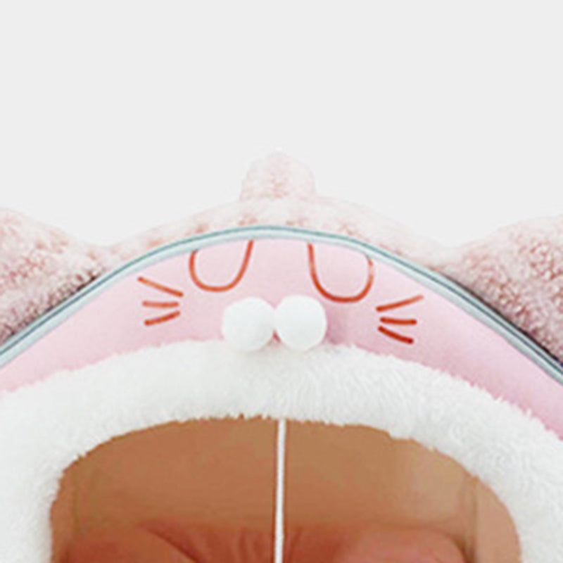 Contemporary Creative Curved Cat Ear Design Velvet Anti-Slip Dotted Fabric Handheld Cat Bed Toy Ball For Bedroom Cuvalon