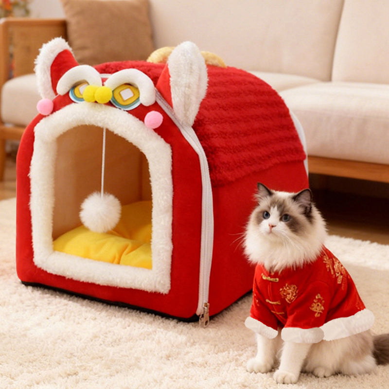 Contemporary Creative Curved Cat Ear Design Velvet Anti-Slip Dotted Fabric Handheld Cat Bed Toy Ball For Bedroom Cuvalon