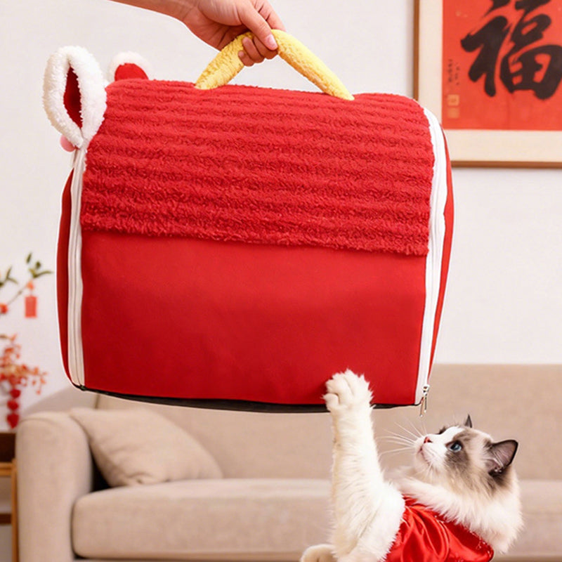 Contemporary Creative Curved Cat Ear Design Velvet Anti-Slip Dotted Fabric Handheld Cat Bed Toy Ball For Bedroom Cuvalon