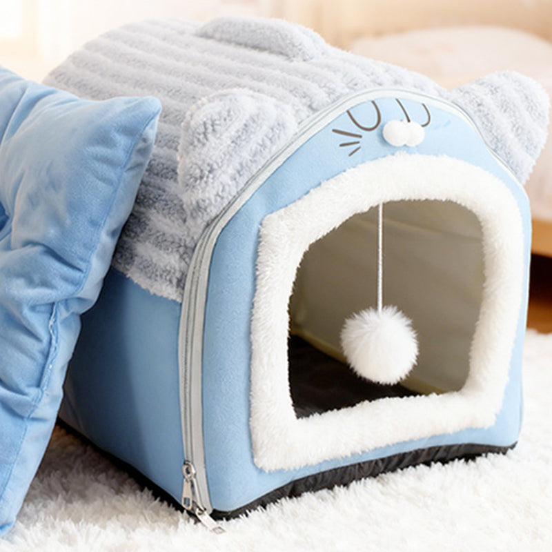 Contemporary Creative Curved Cat Ear Design Velvet Anti-Slip Dotted Fabric Handheld Cat Bed Toy Ball For Bedroom Cuvalon