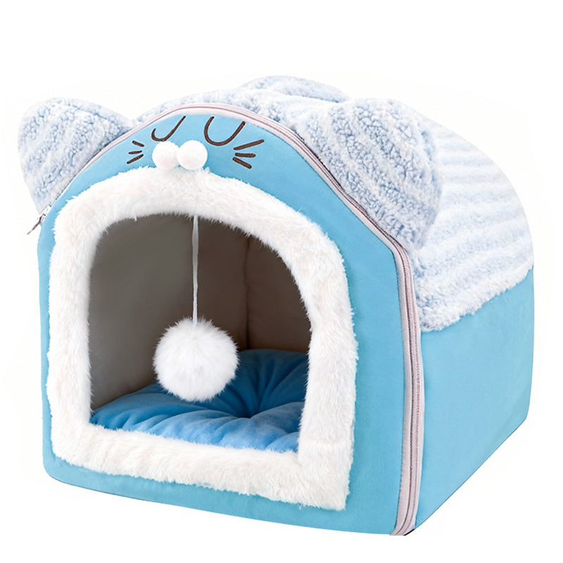 Contemporary Creative Curved Cat Ear Design Velvet Anti-Slip Dotted Fabric Handheld Cat Bed Toy Ball For Bedroom Cuvalon