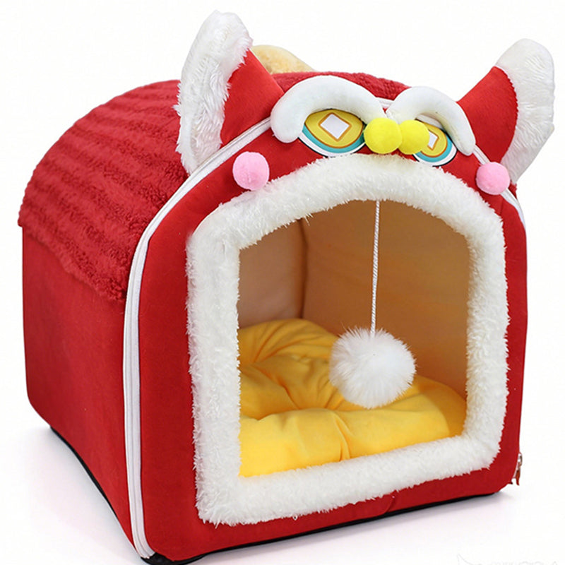 Contemporary Creative Curved Cat Ear Design Velvet Anti-Slip Dotted Fabric Handheld Cat Bed Toy Ball For Bedroom Cuvalon