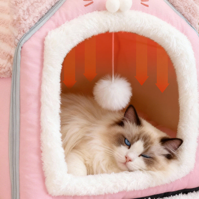 Contemporary Creative Curved Cat Ear Design Velvet Anti-Slip Dotted Fabric Handheld Cat Bed Toy Ball For Bedroom Cuvalon