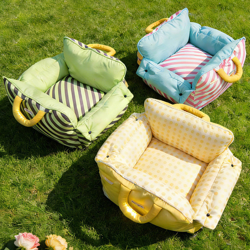 Contemporary Creative Rectangular Nylon-Woven Iron Oxford Fabric Anti-Slip Dotted Fabric Car Cat Bed Dog Bed For Bedroom Cuvalon
