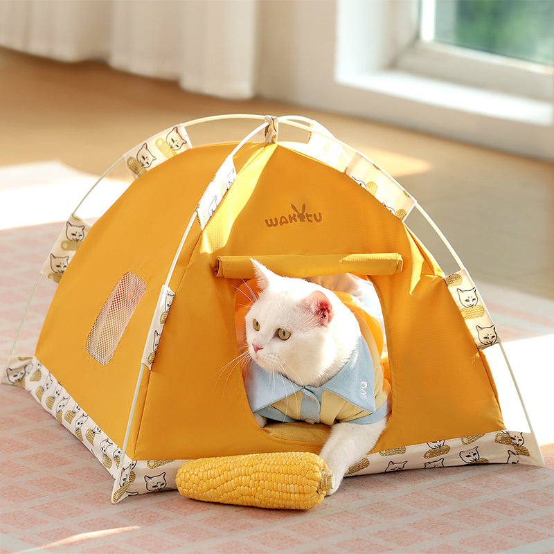 Contemporary Creative Semi-Circular Foldable Outdoor Tent Oxford Fabric Fiberglass Mesh Fabric Anti-Slip Dotted Fabric Velvet Cat Bed Dog Bed For Garden Cuvalon