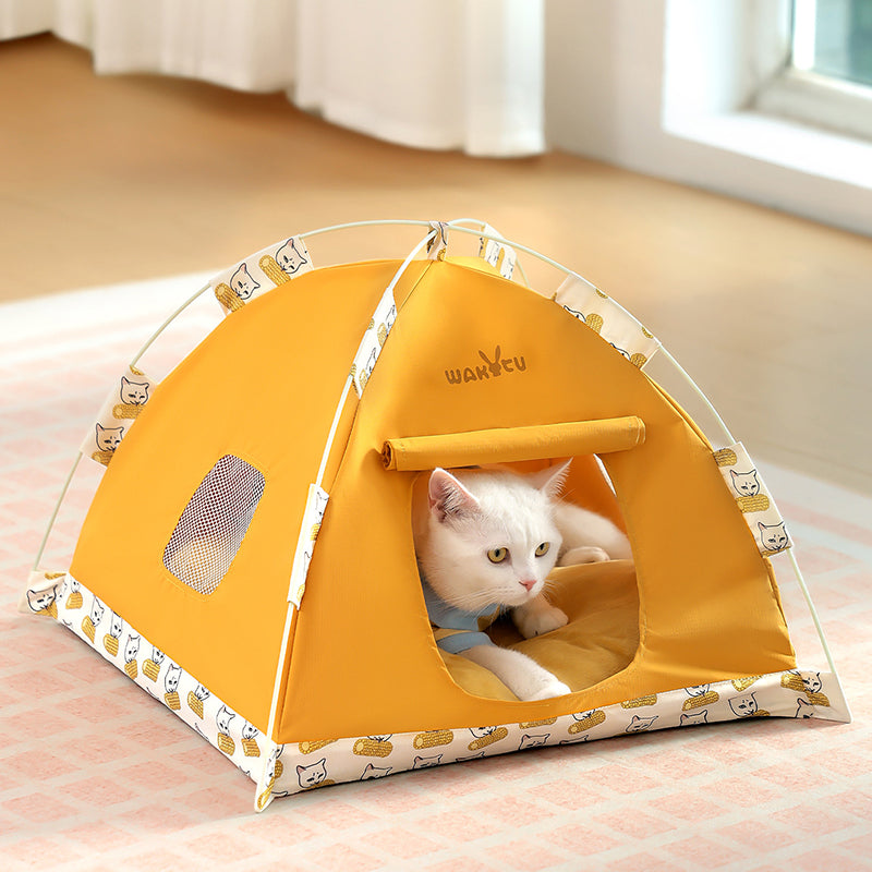Contemporary Creative Semi-Circular Foldable Outdoor Tent Oxford Fabric Fiberglass Mesh Fabric Anti-Slip Dotted Fabric Velvet Cat Bed Dog Bed For Garden Cuvalon