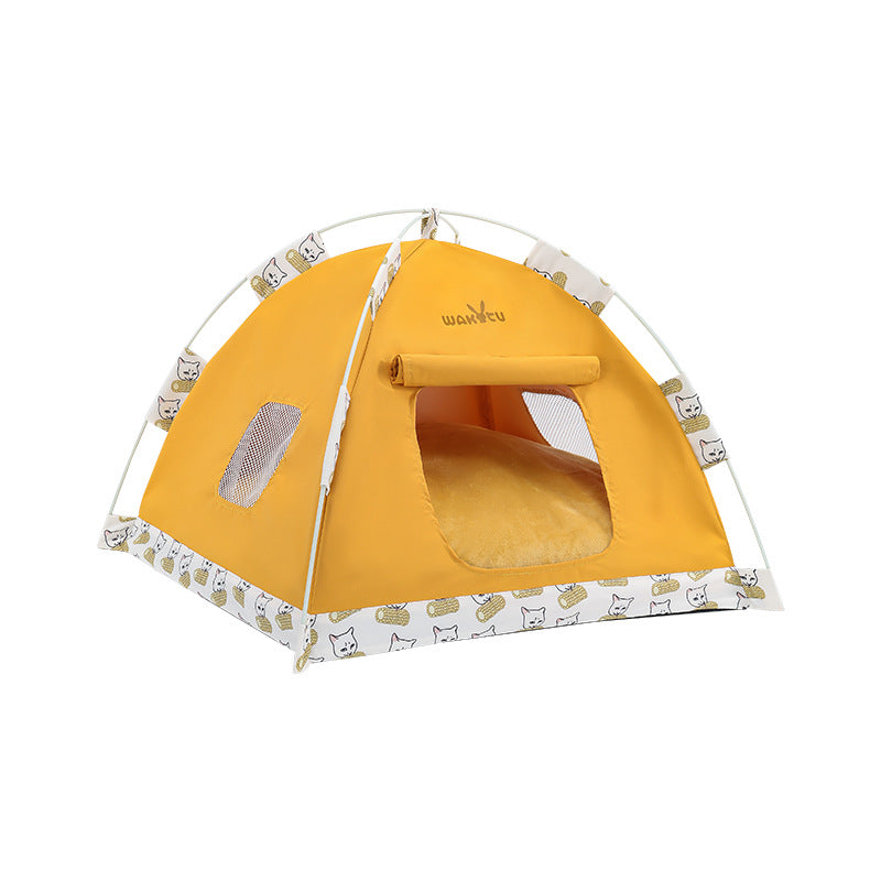 Contemporary Creative Semi-Circular Foldable Outdoor Tent Oxford Fabric Fiberglass Mesh Fabric Anti-Slip Dotted Fabric Velvet Cat Bed Dog Bed For Garden Cuvalon