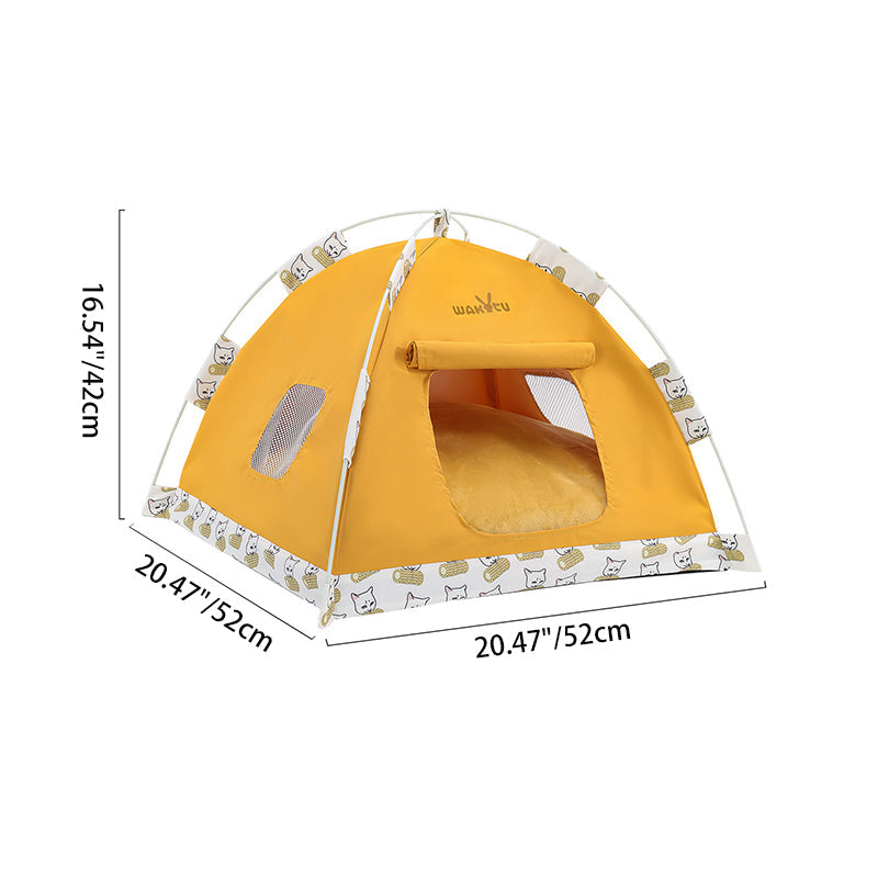 Contemporary Creative Semi-Circular Foldable Outdoor Tent Oxford Fabric Fiberglass Mesh Fabric Anti-Slip Dotted Fabric Velvet Cat Bed Dog Bed For Garden Cuvalon