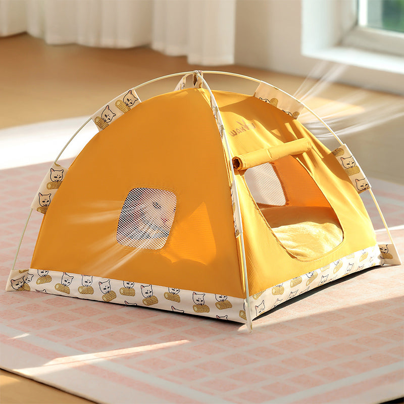Contemporary Creative Semi-Circular Foldable Outdoor Tent Oxford Fabric Fiberglass Mesh Fabric Anti-Slip Dotted Fabric Velvet Cat Bed Dog Bed For Garden Cuvalon