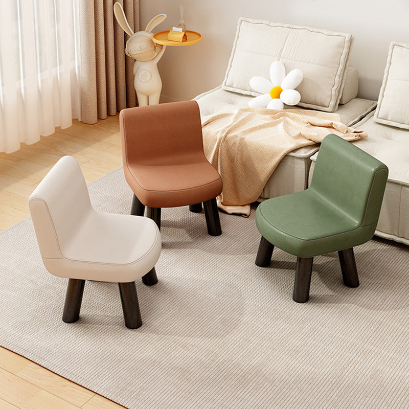Contemporary Scandinavian Square High-Quality Faux Leather Pine Solid Wood Backrest Kids Low Stool For Living Room Cuvalon