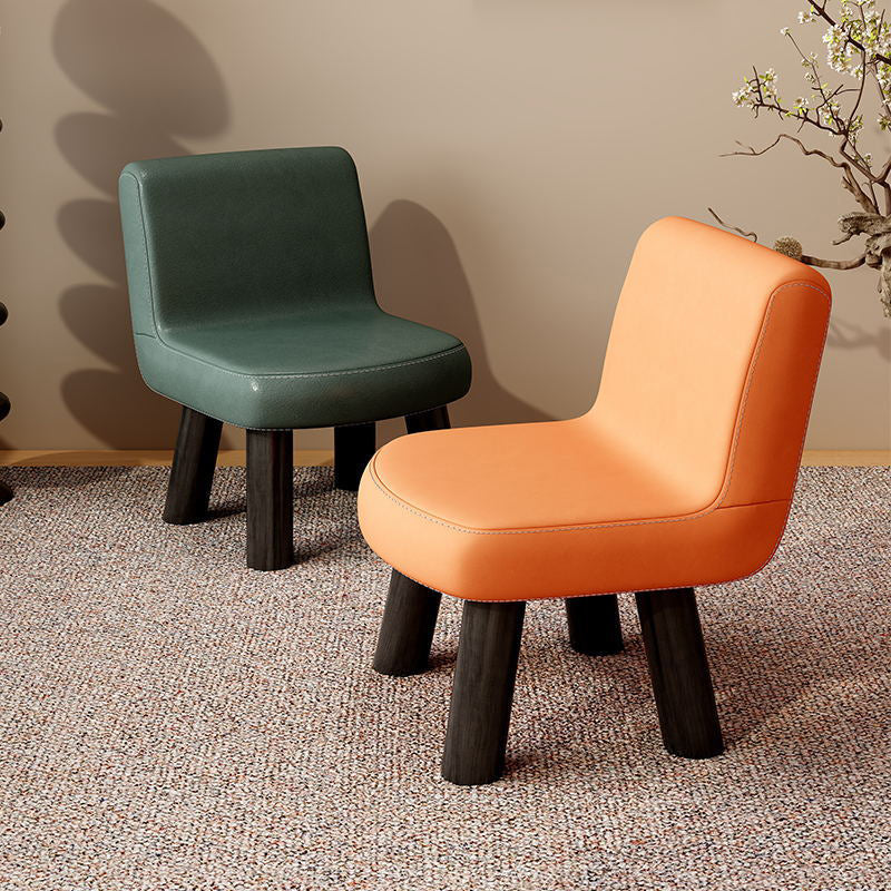 Contemporary Scandinavian Square High-Quality Faux Leather Pine Solid Wood Backrest Kids Low Stool For Living Room Cuvalon