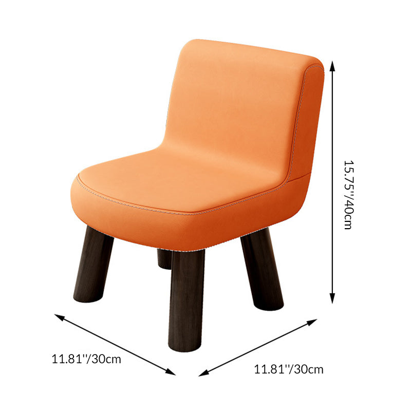 Contemporary Scandinavian Square High-Quality Faux Leather Pine Solid Wood Backrest Kids Low Stool For Living Room Cuvalon