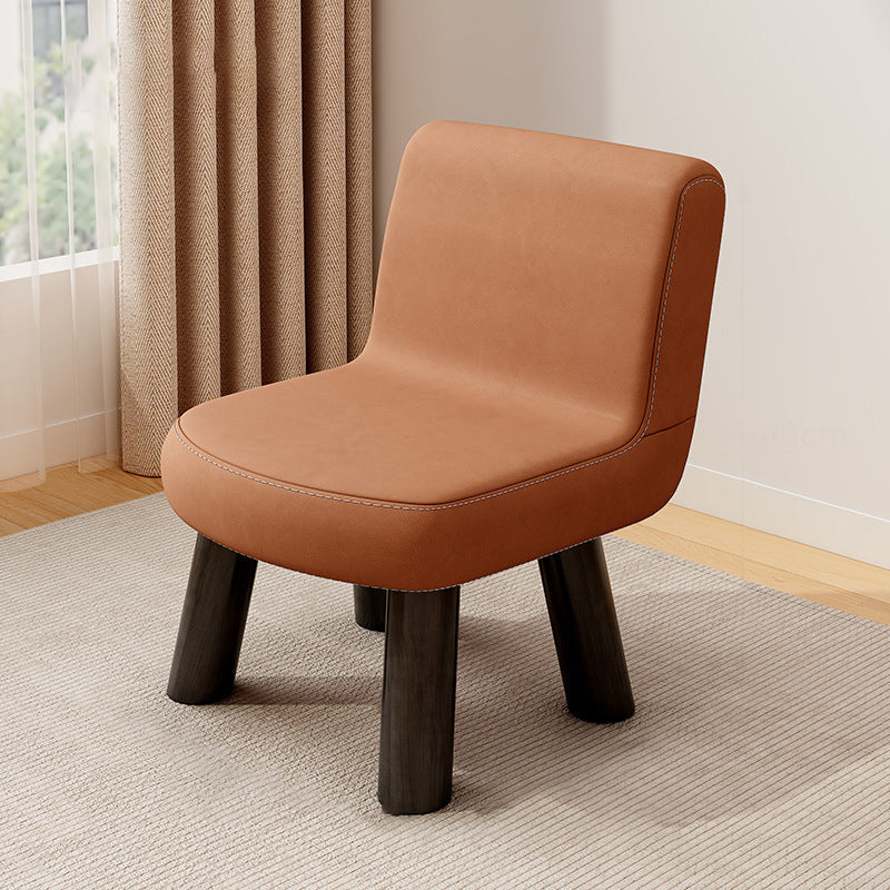 Contemporary Scandinavian Square High-Quality Faux Leather Pine Solid Wood Backrest Kids Low Stool For Living Room Cuvalon