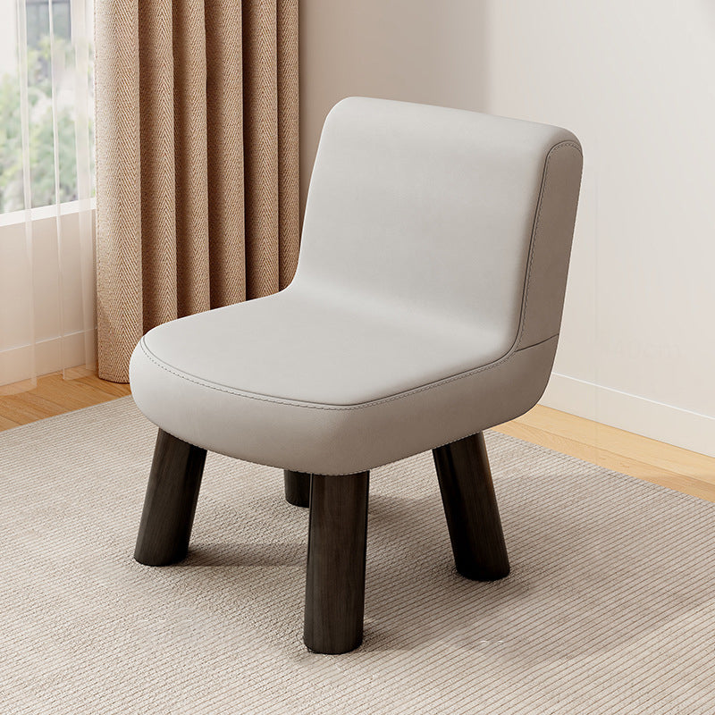 Contemporary Scandinavian Square High-Quality Faux Leather Pine Solid Wood Backrest Kids Low Stool For Living Room Cuvalon
