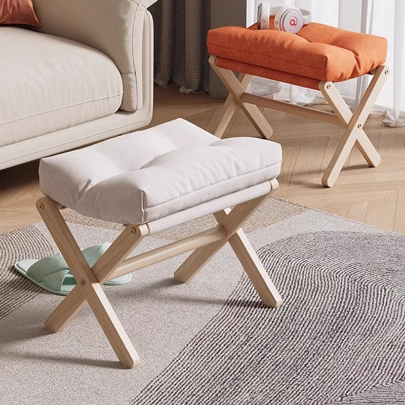Modern Minimalist Rectangular Fabric Pine Solid Wood Foldable Kids Footstool For Living Room Cuvalon