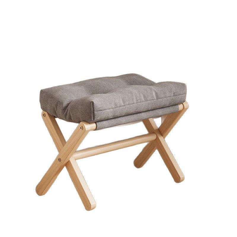 Modern Minimalist Rectangular Fabric Pine Solid Wood Foldable Kids Footstool For Living Room Cuvalon