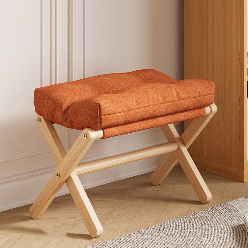 Modern Minimalist Rectangular Fabric Pine Solid Wood Foldable Kids Footstool For Living Room Cuvalon