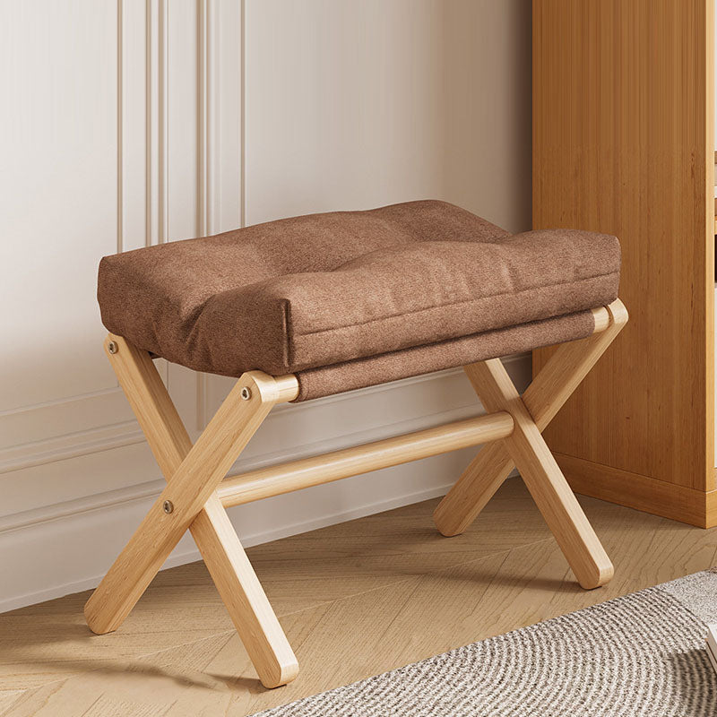 Modern Minimalist Rectangular Fabric Pine Solid Wood Foldable Kids Footstool For Living Room Cuvalon