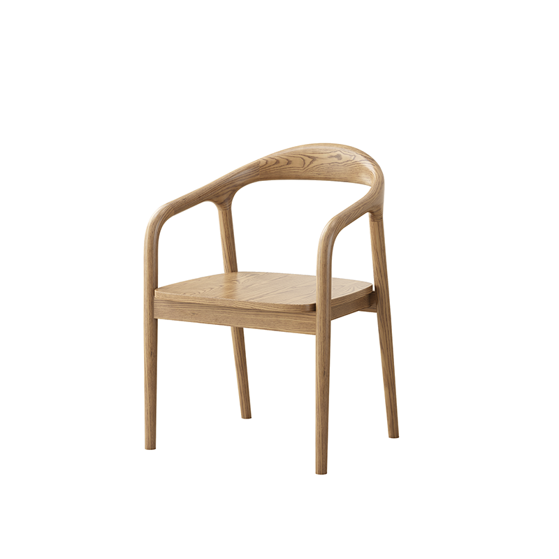 North American White Ash - Contemporary Scandinavian Solid Wood Dining Chair: Minimalist Square Profile - Backrest & Armrest Dining Chair For Dining Room Cuvalon