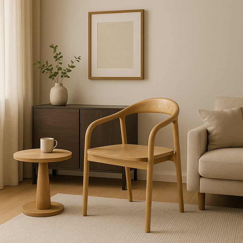 North American White Ash - Contemporary Scandinavian Solid Wood Dining Chair: Minimalist Square Profile - Backrest & Armrest Dining Chair For Dining Room Cuvalon