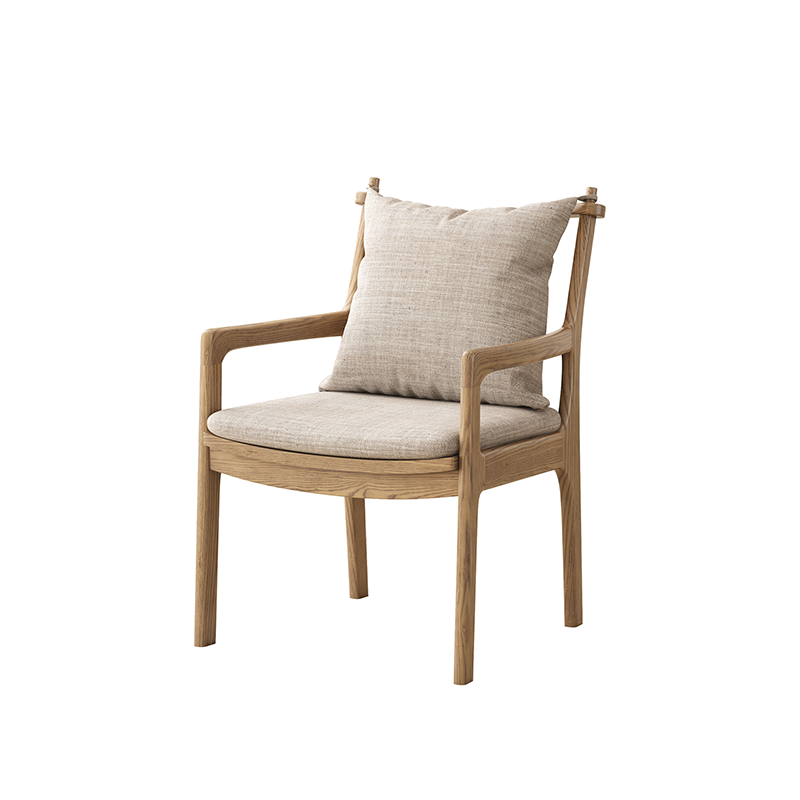 North American White Ash - Contemporary Scandinavian Solid Wood Chair: Sturdy Armrest & Backrest Dining Chair For Dining Room Cuvalon