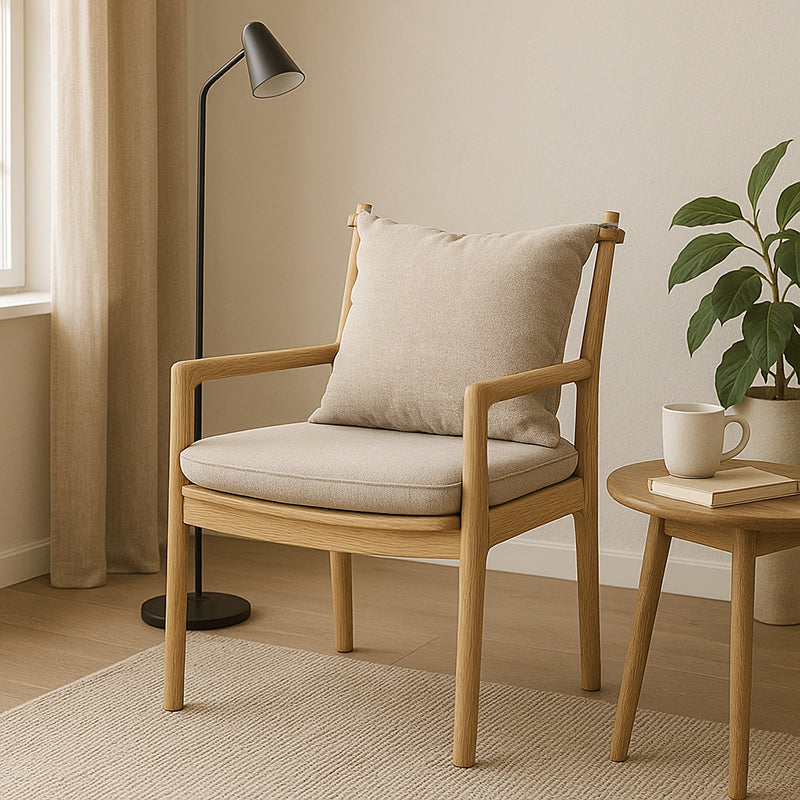 North American White Ash - Contemporary Scandinavian Solid Wood Chair: Sturdy Armrest & Backrest Dining Chair For Dining Room Cuvalon