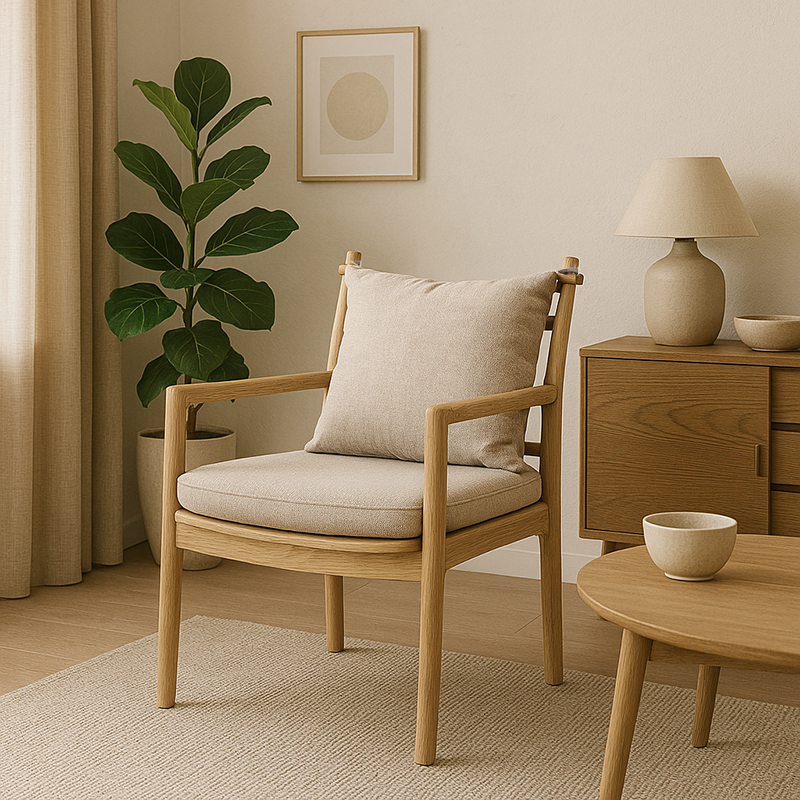 North American White Ash - Contemporary Scandinavian Solid Wood Chair: Sturdy Armrest & Backrest Dining Chair For Dining Room Cuvalon
