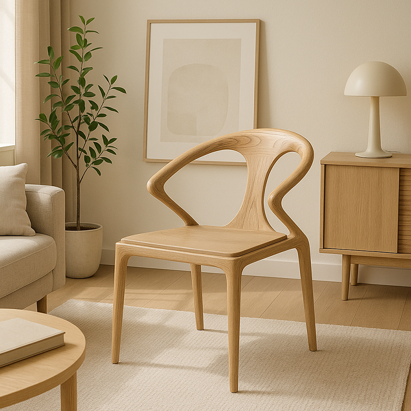 North American White Ash - Contemporary Scandinavian Solid Wood Chair: Microfiber Leather Comfort Seat Cushion - Integrated Armrest And Backrest Dining Chair For Dining Room Cuvalon