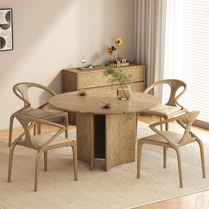 North American White Ash - Contemporary Scandinavian Solid Wood Chair: Microfiber Leather Comfort Seat Cushion - Integrated Armrest And Backrest Dining Chair For Dining Room Cuvalon