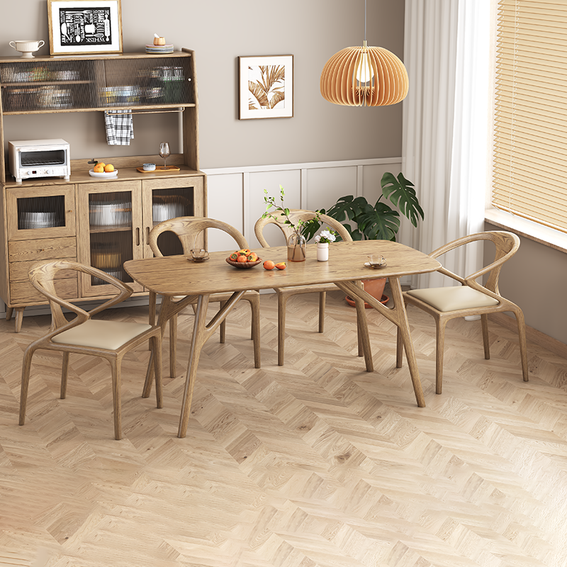 North American White Ash - Contemporary Scandinavian Solid Wood Chair: Microfiber Leather Comfort Seat Cushion - Integrated Armrest And Backrest Dining Chair For Dining Room Cuvalon
