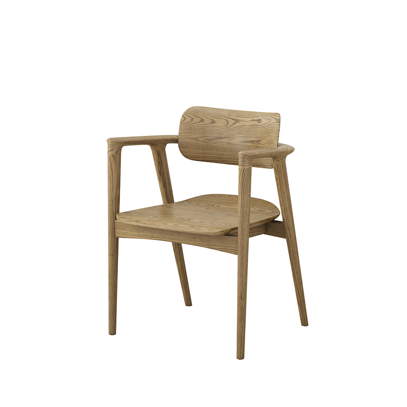 North American White Ash - Contemporary Scandinavian Solid Wood Chair: Delicate Natural Grain - Ergonomic Backrest & Armrest Dining Chair For Dining Room Cuvalon