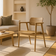 North American White Ash - Contemporary Scandinavian Solid Wood Chair: Delicate Natural Grain - Ergonomic Backrest & Armrest Dining Chair For Dining Room Cuvalon